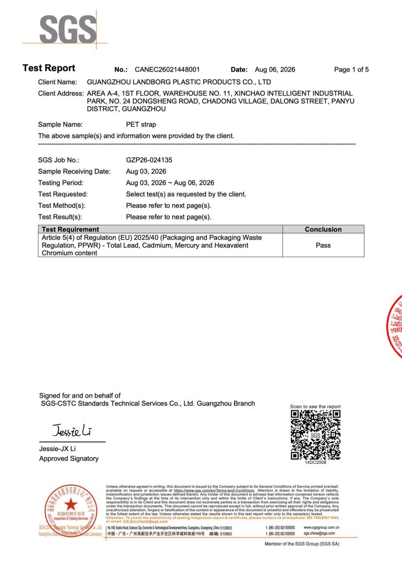 PET Strap ppwr SGS Report